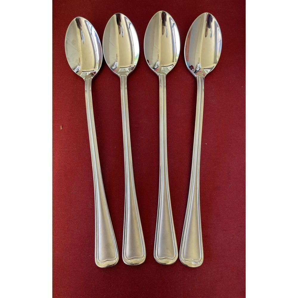 4 Gorham Stainless MONET Pattern ICED TEA SPOONS-7 5/8 Inches Frosted